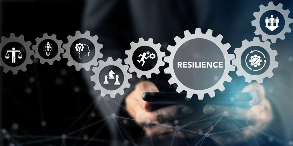 Resilience business for sustainable and inclusive growth concept. The ability to deal with adversity, continously adapt and accelerate disruptions, crises. Build resillience in organization concept